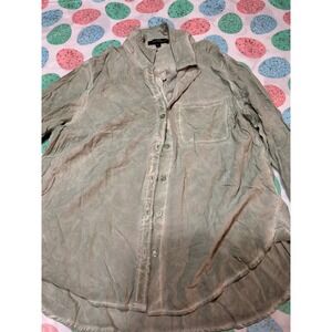 Velvet Heart Womens Sage Green Acid Wash Button Down Shirt Pocket Large